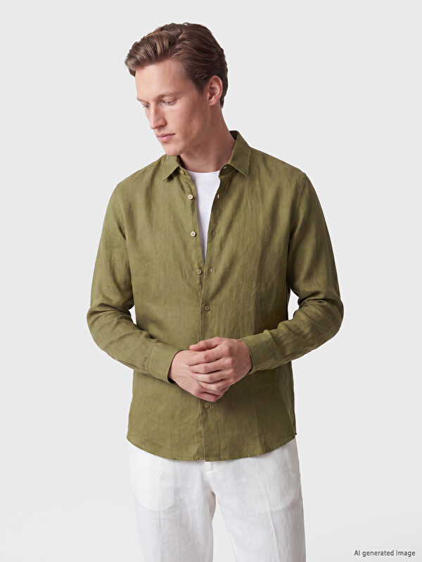 SOUTHBLUE Regular Fit %100 Keten Erkek Gömlek