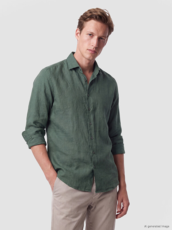 SOUTHBLUE Regular Fit %100 Keten Erkek Gömlek