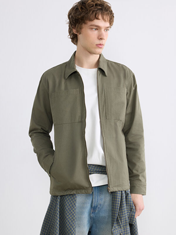 XSIDE Relaxed Fit Gabardine Shirt Jacket