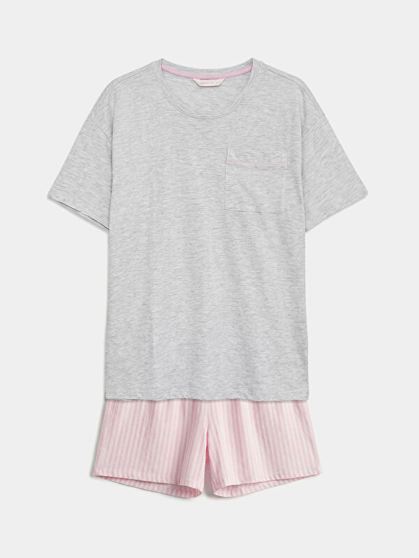 LCW DREAM Kurzpyjama-Set mit Rundhalsausschnitt für Damen