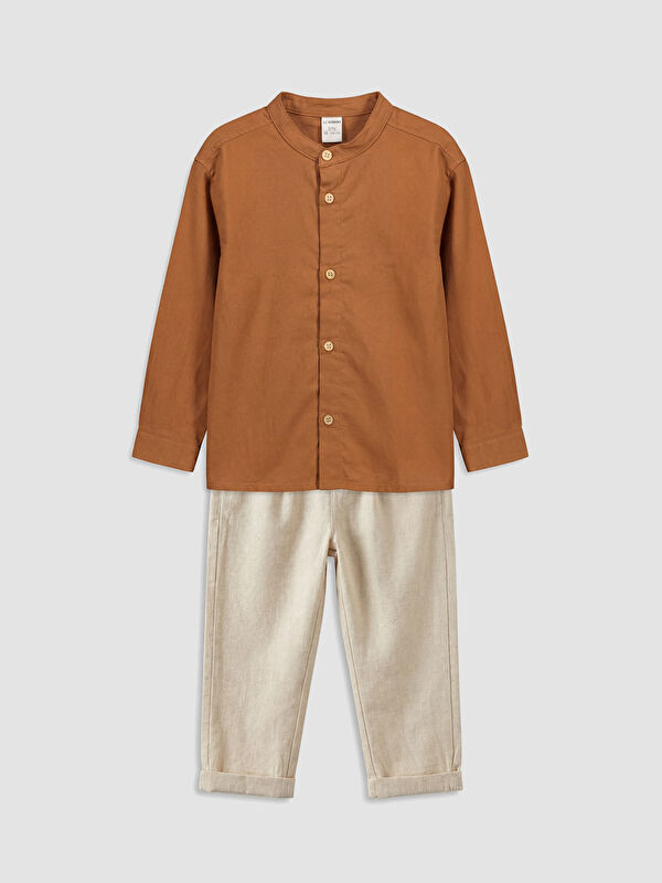 LCW Kids Chemise et Pantalon Armure avec Col Mandarin pour Garçons