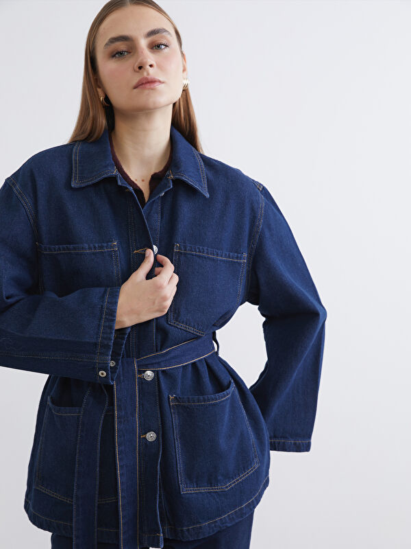 LCW STUDIO Für Damen Jeansjacke mit Hemdkragen