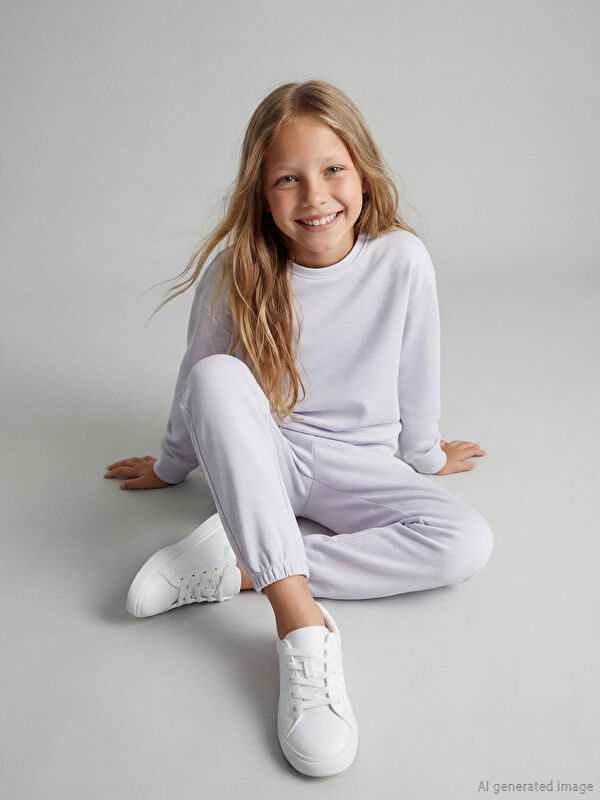 LCW Kids Bisiklet Yaka Kız Çocuk Soft Touch Eşofman Takım