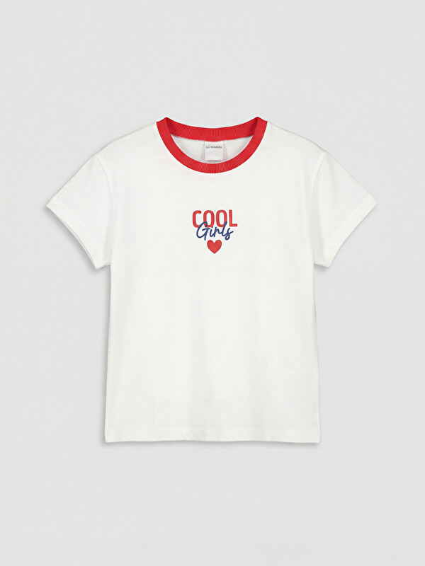 LCW Kids Baskılı Kız Çocuk Fırfırlı Tişört