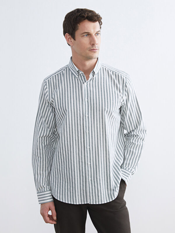 SOUTHBLUE Regular Fit Çizgili Erkek Oxford Gömlek