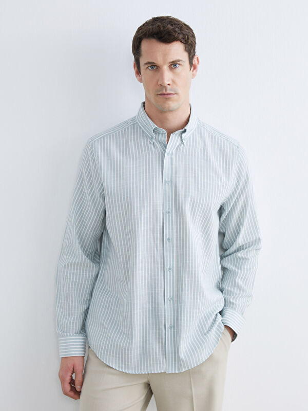 SOUTHBLUE Regular Fit Striped Dobby Men's Shirt