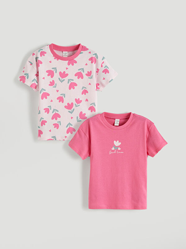 LCW Kids Girls' Printed T-Shirt Set of 2