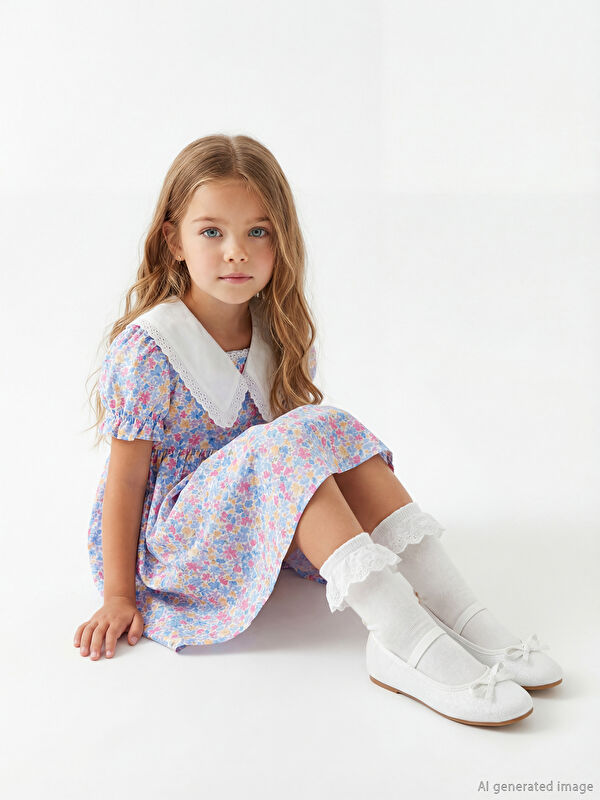 LCW Kids Printed Linen-Look Baby Girls' Dress