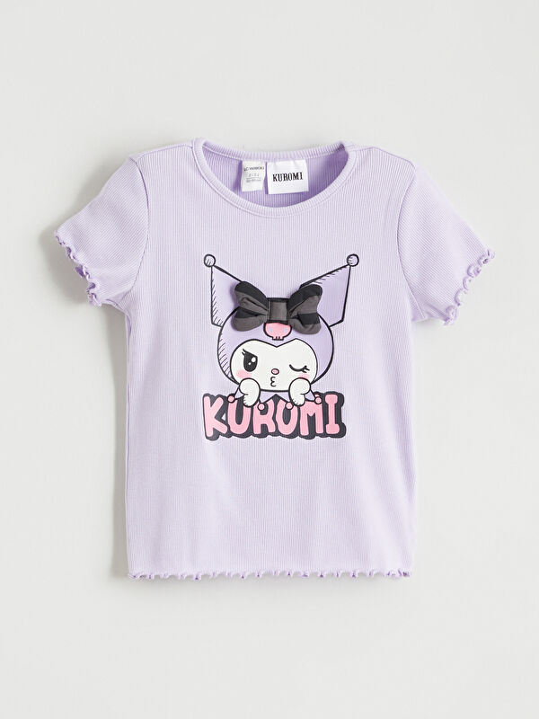 LCW Kids تي شيرت بناتي مضلع بطبعة كورومي