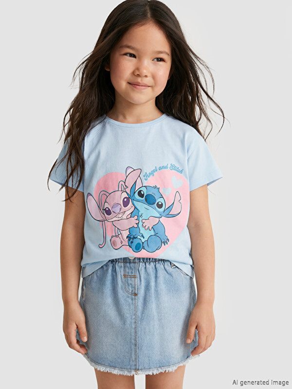 LCW Kids Lilo & Stitch Print Jersey T-Shirt for Girls