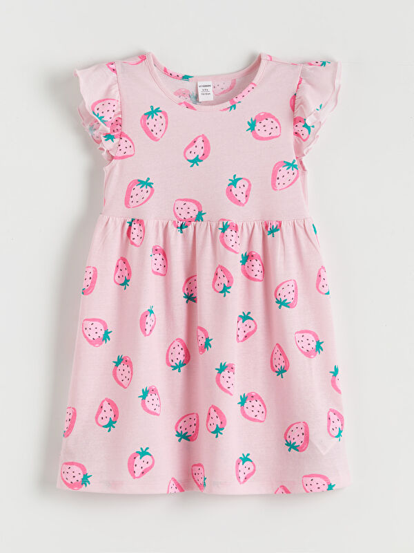 LCW Kids Strawberry Print Ruffle Dress for Girls