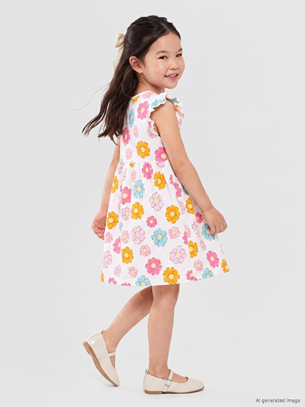 LCW Kids فستان مزركش مزين للبنات
