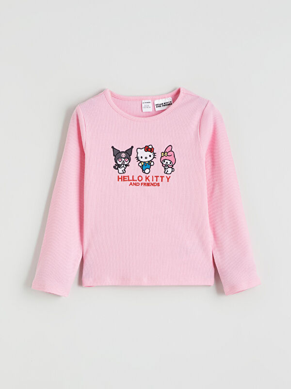 LCW Kids Hello Kitty Embroidered Long Sleeve Girls' T-Shirt