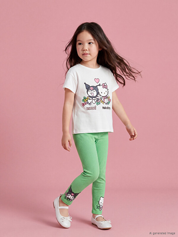 LCW Kids Hello Kitty Printed Girls' T-Shirt and Leggings