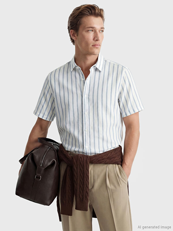 SOUTHBLUE Regular Fit Striped Dobby Men's Shirt