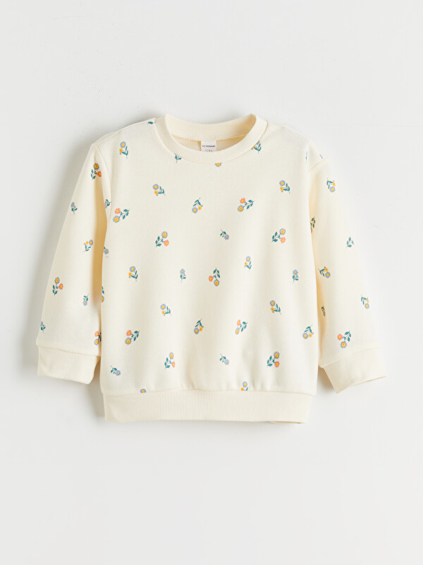 LCW Kids Bebe Yaka Baskılı Kız Çocuk Sweatshirt