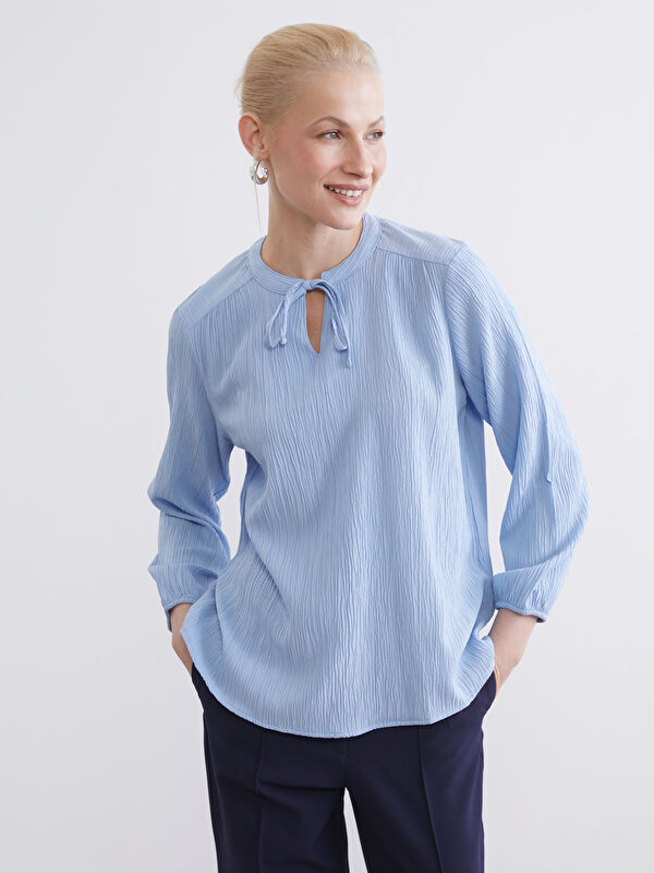 LCW EVERYDAY Textured Blouse with Tie Neck