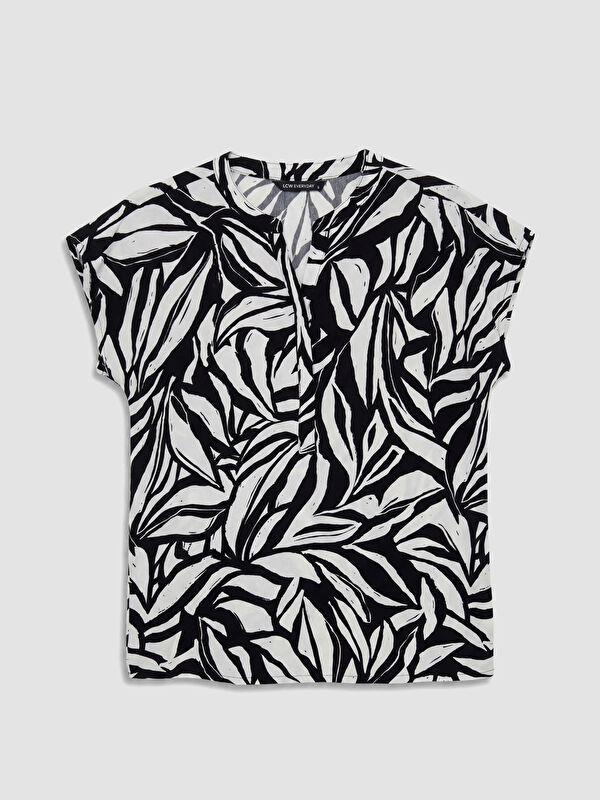 LCW EVERYDAY بلوزة للسيدات بياقة جد قصيرة الأكمام منقوشة