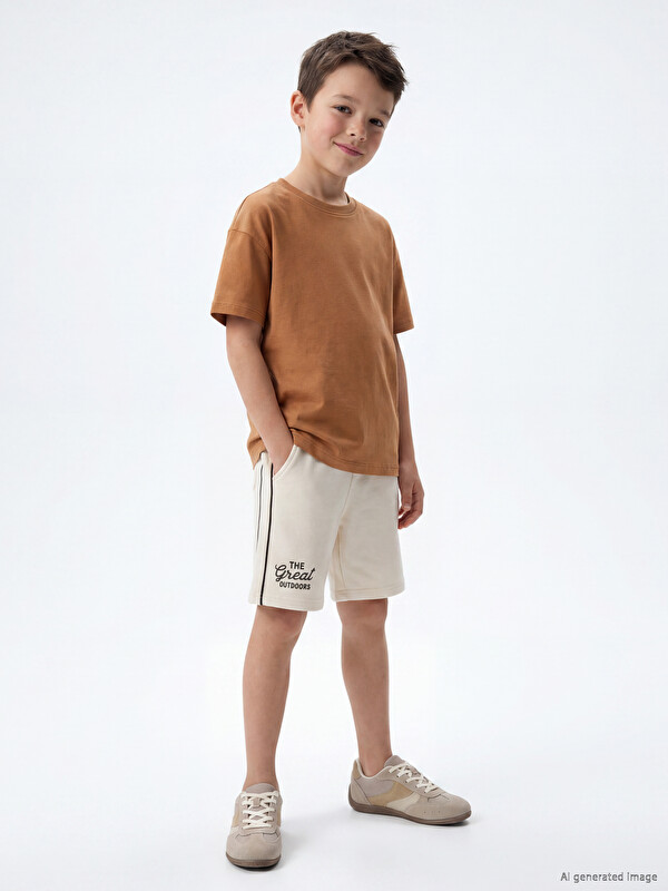 LCW Kids Erkek Çocuk Yanları Şeritli Baskılı Şort