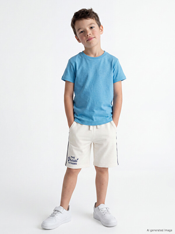 LCW Kids Şerit Detaylı Baskılı Erkek Çocuk Şort