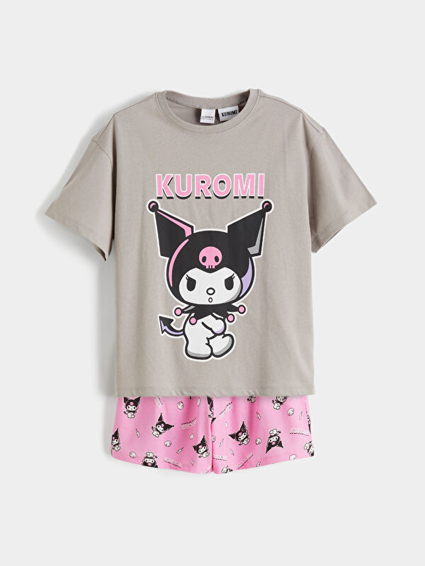 LCW Kids Kuromi Baskılı Kız Çocuk Şortlu Pijama Takımı