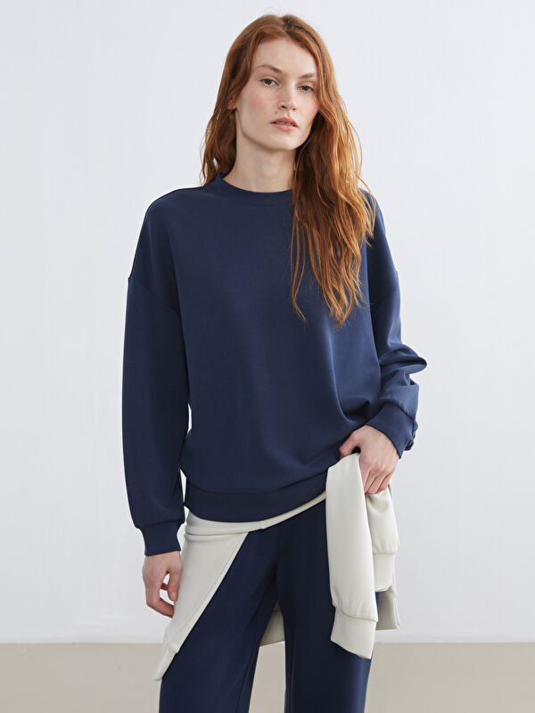 LCW Vision Bisiklet Yaka Oversize Kadın Sweatshirt
