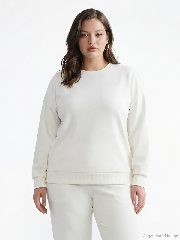 LCW Vision Bisiklet Yaka Oversize Kadın Sweatshirt