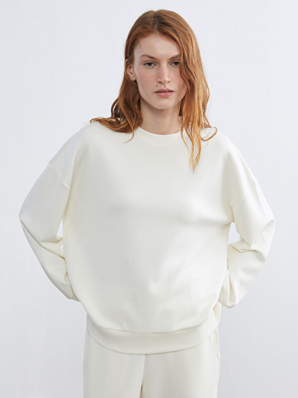 LCW Vision Bisiklet Yaka Oversize Kadın Sweatshirt