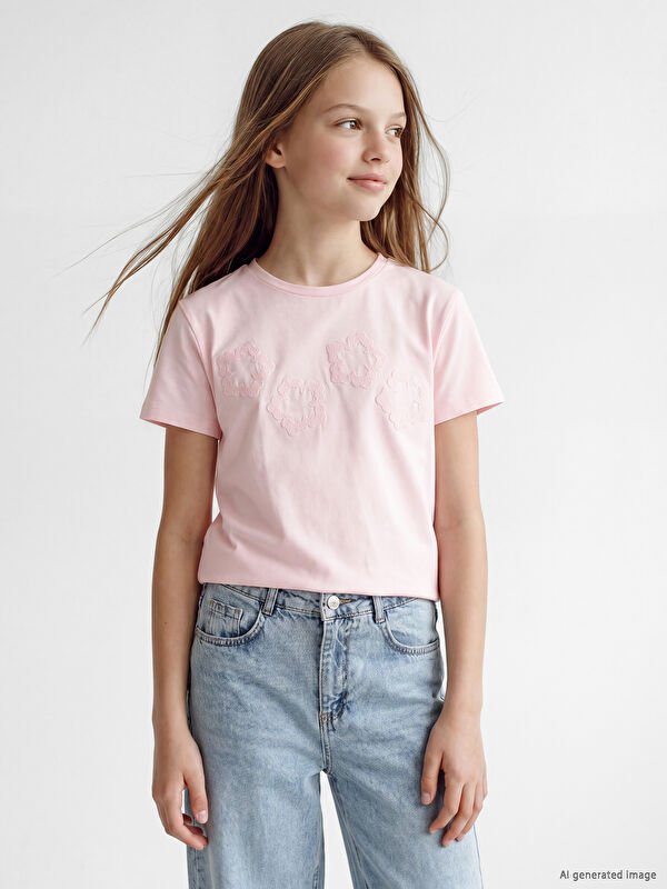 LCW Kids Çiçekli Kız Çocuk Tişört