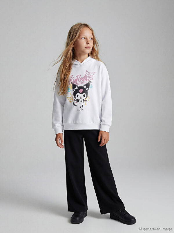 LCW Kids Kuromi Baskılı Kız Çocuk Sweatshirt ve Eşofman Altı