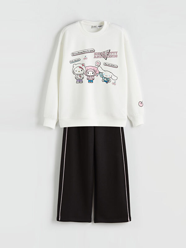 LCW Kids hello kitty және достары басылған қыздарға арналған свитшот пен спорттық шалбар