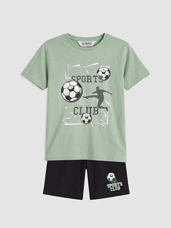 LCW Kids Baskılı Erkek Çocuk Şortlu Pijama Takımı