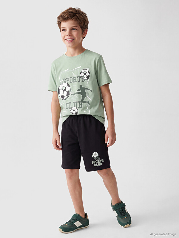 LCW Kids Printed Boys' Shortie Pyjamas Set