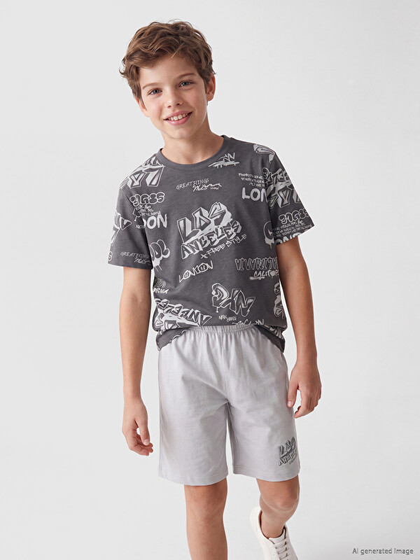 LCW Kids Printed Boys' Shortie Pyjamas Set