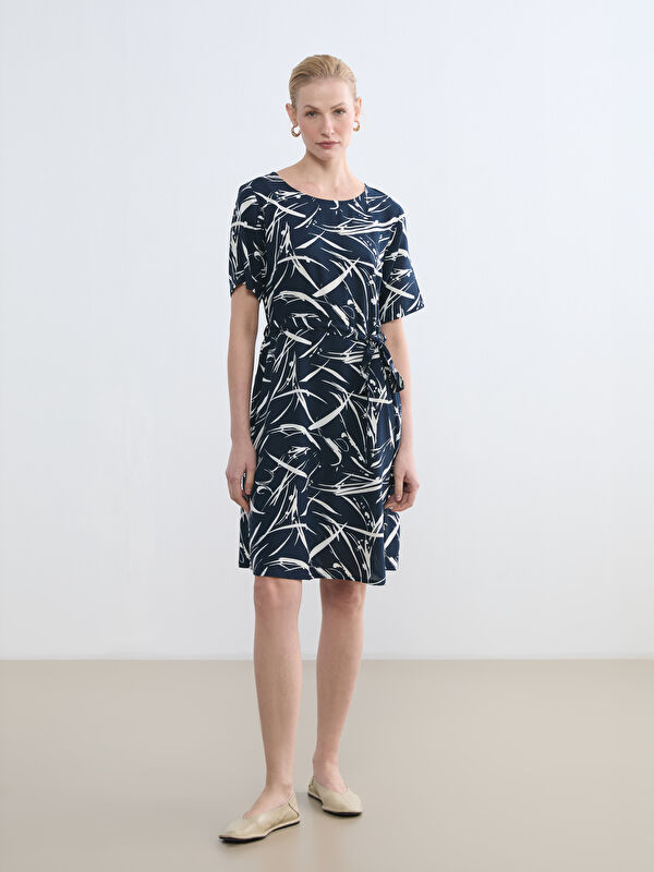 LCW Grace Crew Neck Patterned A-Line Dress