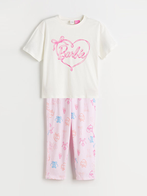 LCW Kids Barbie Baskılı Kız Çocuk Pijama Takımı
