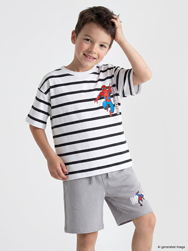 LCW Kids Spider-Man Baskılı Erkek Çocuk Tişört