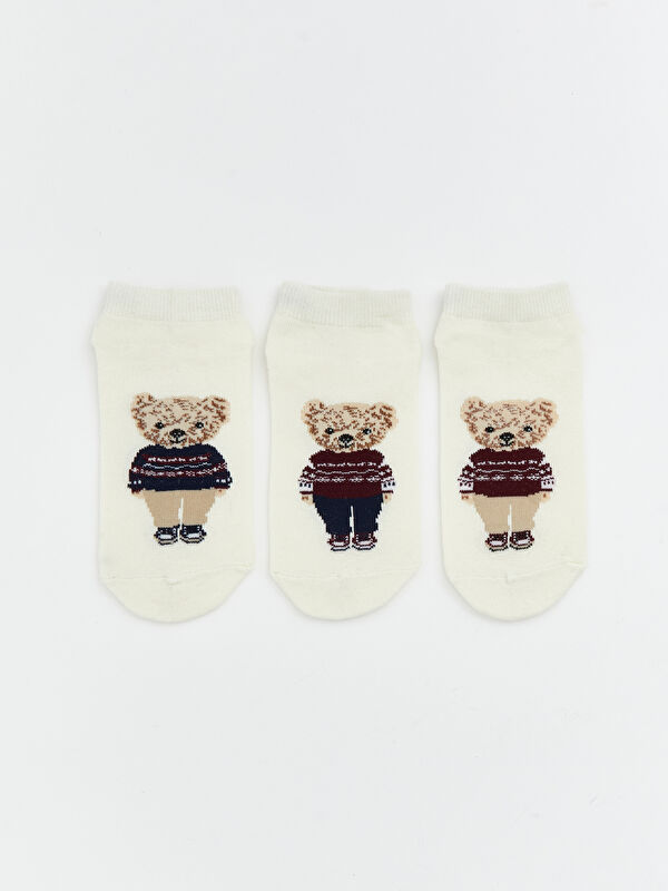 LCW DREAM Ayı Teddy Baskılı Kadın Sneaker Çorap 3'lü