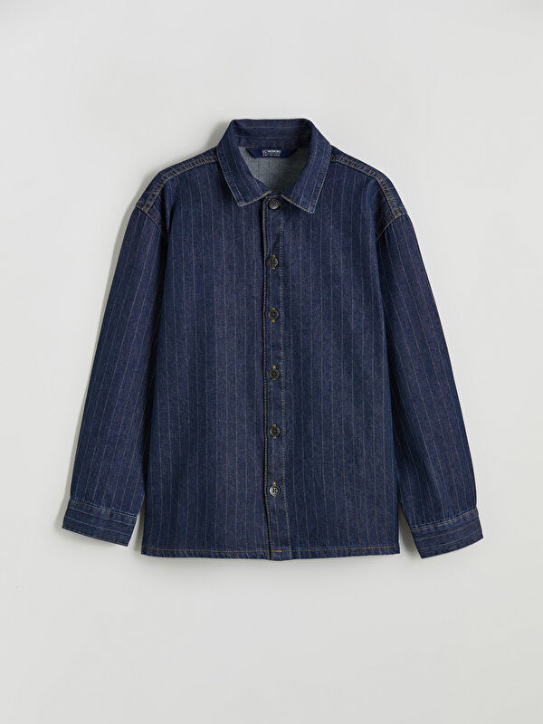 LCW Kids Çizgili Erkek Çocuk Jean Gömlek