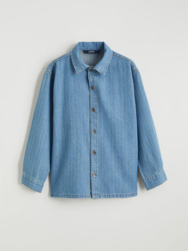 LCW Kids Çizgili Erkek Çocuk Jean Gömlek