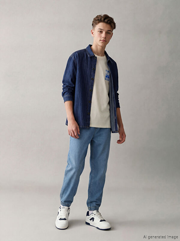 LCW Kids Beli Lastikli Erkek Çocuk Jogger Jean Pantolon