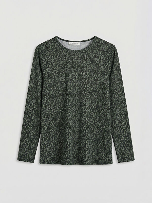 小物 s LCW Grace Yeşil Bisiklet Yaka Desenli Bluz - S69429Z8-LRR | LCW