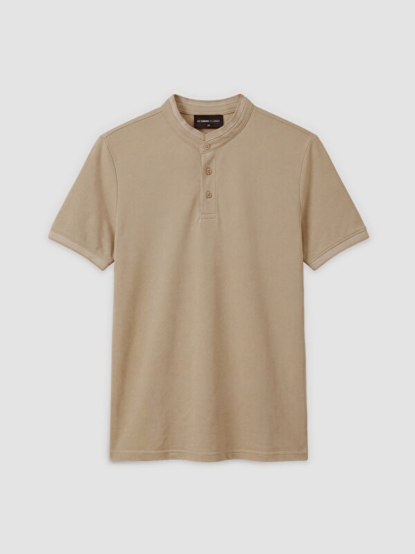 LCWAIKIKI Classic Grandad Collar Standard Fit Pique Men's T-Shirt