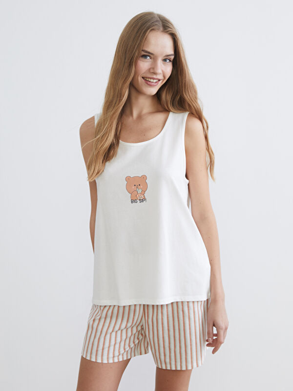 LCW Young Crew Neck Printed Women's Short Pyjamas Set