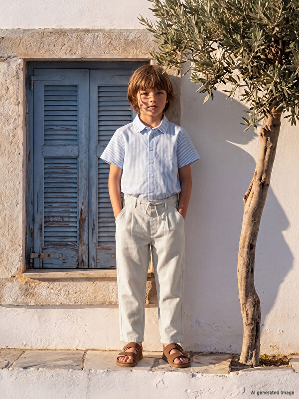 LCW Kids Loose Fit Erkek Çocuk Keten Karışımlı Pantolon