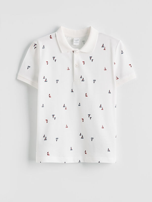 LCW Kids Polo Yaka Desenli Erkek Çocuk Tişört