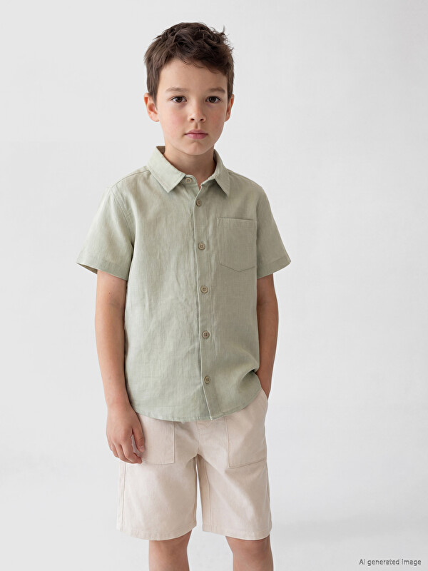 LCW Kids Erkek Çocuk Kısa Kollu Poplin Gömlek