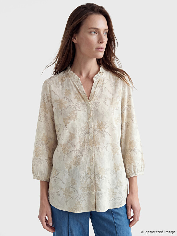 LCW Grace Notch Neck Floral Blouse