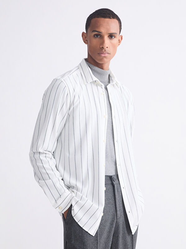 LCW Vision Slim Fit Çizgili Erkek Gömlek