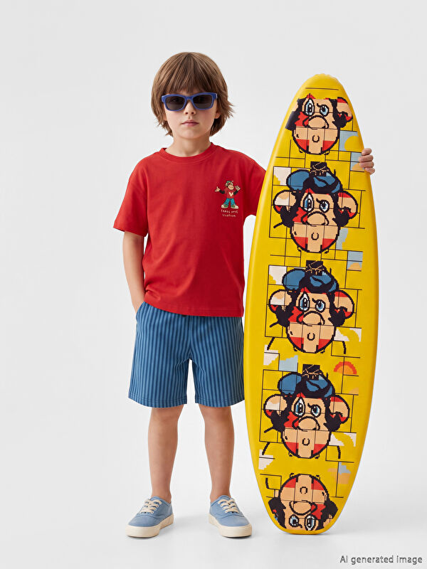 LCW Kids Nostaljik Maymun Baskılı Unisex Çocuk Tişört